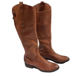 Sam Edelman Whiskey Brown Leather Penny Knee High Boots Sz 7M Riding Equestrian